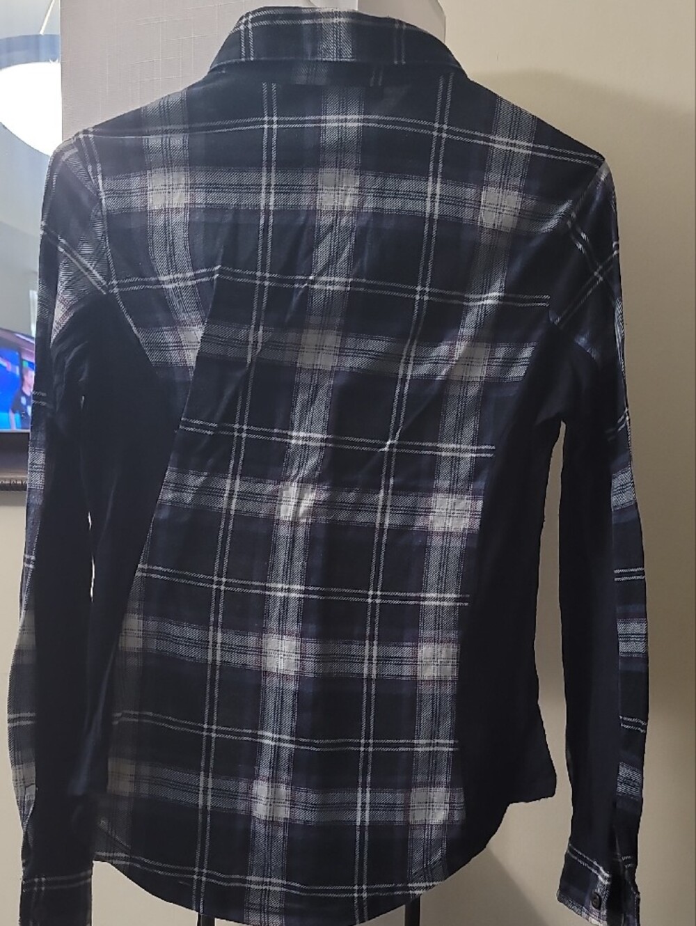 Polly & Esther Navy, White and Light Blue Plaid Button-Up Shirt - Picture 4 of 7